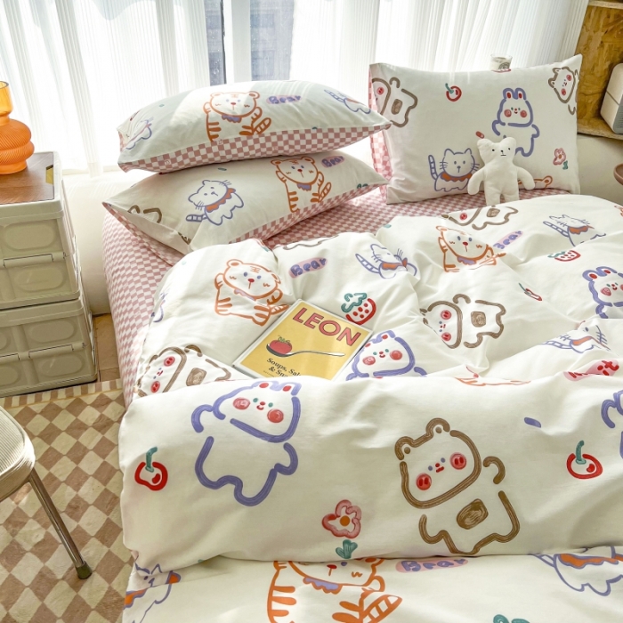 91家纺网 家纺一手货源 找家纺 感遇家纺 2022新款全棉印花四件套 萌宠