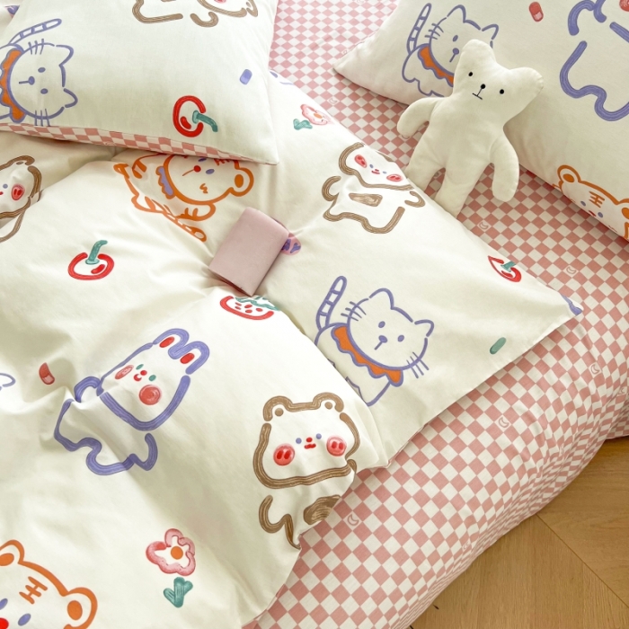 91家纺网 家纺一手货源 找家纺 感遇家纺 2022新款全棉印花四件套 萌宠