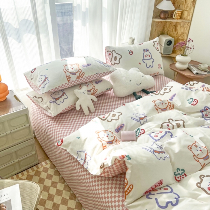 91家纺网 家纺一手货源 找家纺 感遇家纺 2022新款全棉印花四件套 萌宠