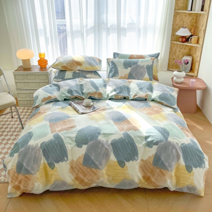 91家纺网 家纺一手货源 找家纺 感遇家纺 2022新款全棉印花四件套 时光