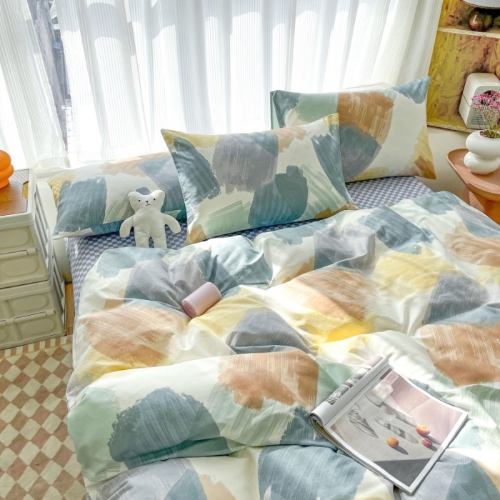 91家纺网 家纺一手货源 找家纺 感遇家纺 2022新款全棉印花四件套 时光