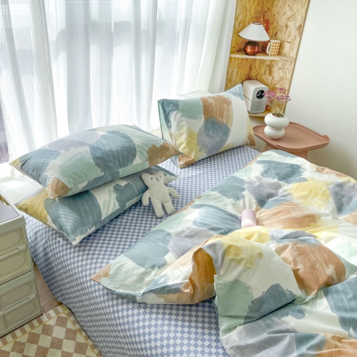 91家纺网 家纺一手货源 找家纺 感遇家纺 2022新款全棉印花四件套 时光