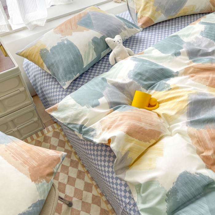 91家纺网 家纺一手货源 找家纺 感遇家纺 2022新款全棉印花四件套 时光