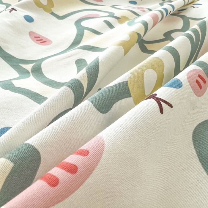 91家纺网 家纺一手货源 找家纺 感遇家纺 2022新款全棉印花四件套 兔宝宝