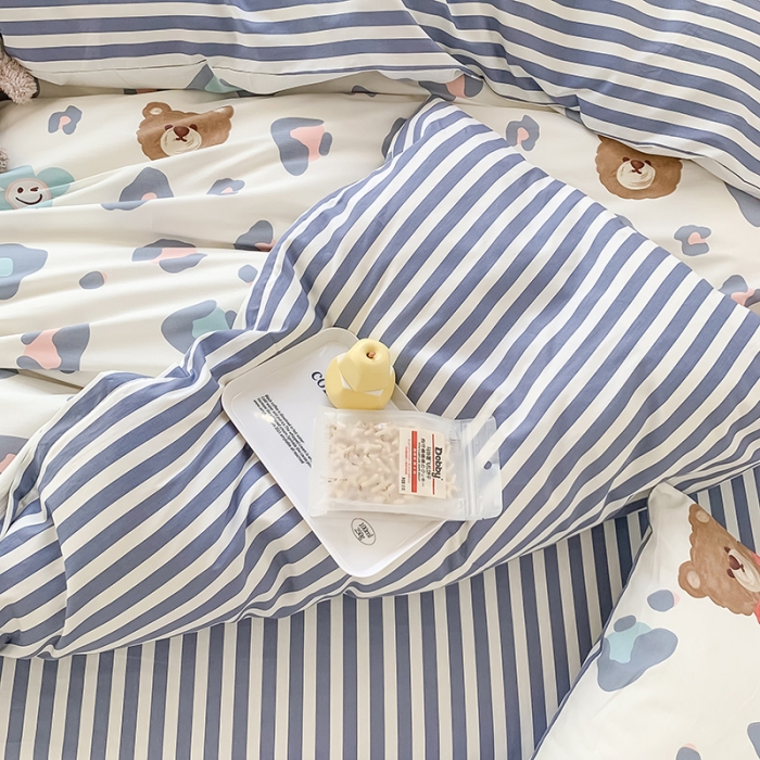 91家纺网 家纺一手货源 找家纺 澳萝拉 2023新款全棉印花四件套会员减5元 豹纹棕熊