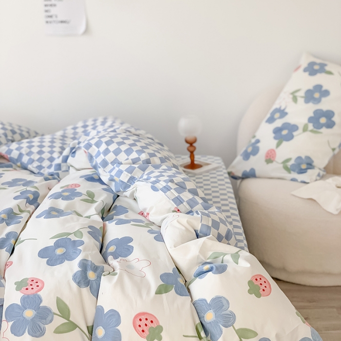 91家纺网 家纺一手货源 找家纺 澳萝拉 2023新款全棉印花四件套会员减5元 草莓花园