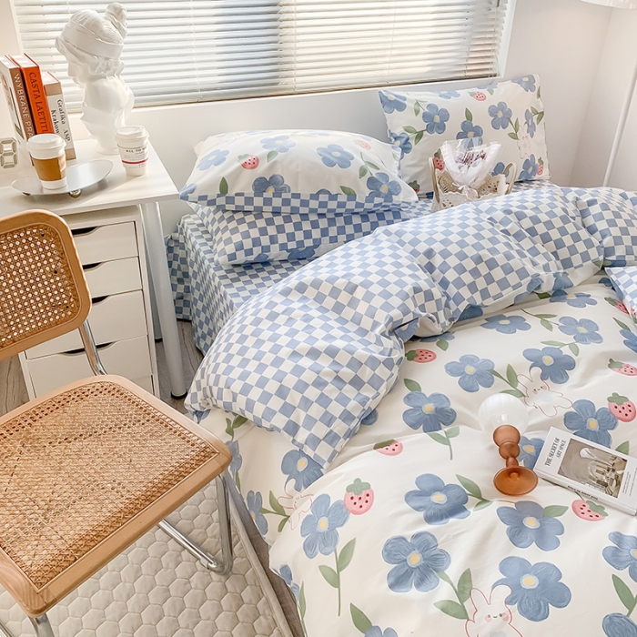 91家纺网 家纺一手货源 找家纺 澳萝拉 2023新款全棉印花四件套会员减5元 草莓花园