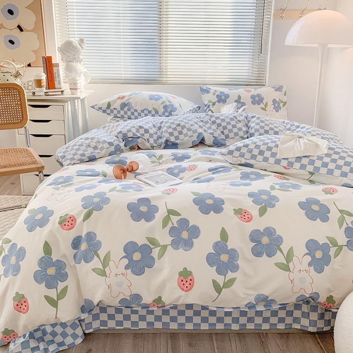 91家纺网 家纺一手货源 找家纺 澳萝拉 2023新款全棉印花四件套会员减5元 草莓花园