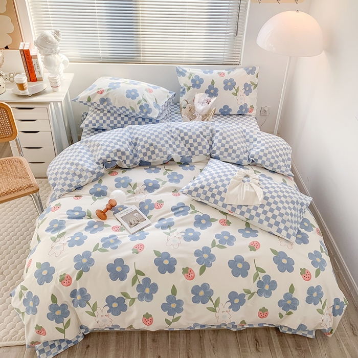 91家纺网 家纺一手货源 找家纺 澳萝拉 2023新款全棉印花四件套会员减5元 草莓花园