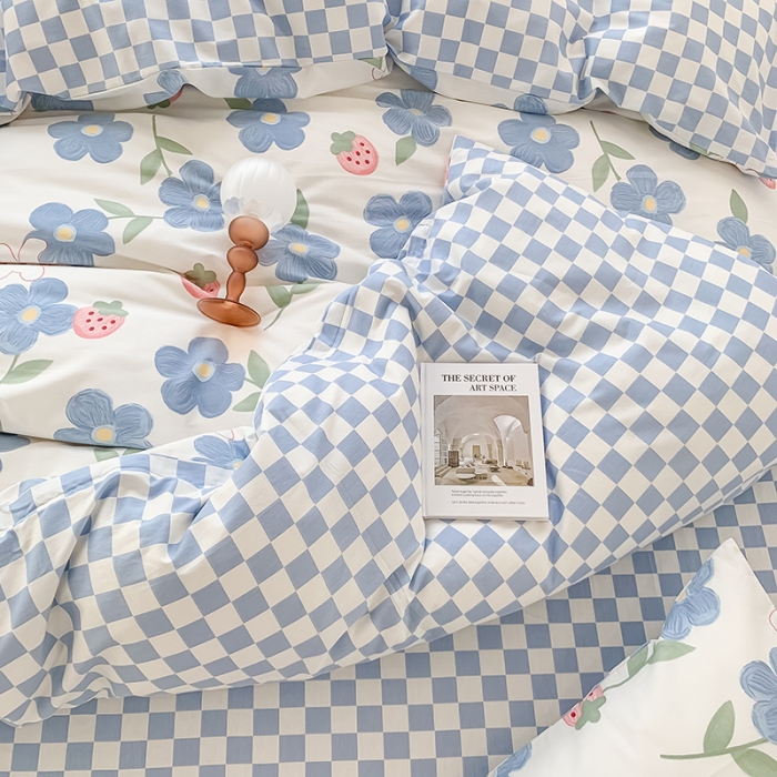 91家纺网 家纺一手货源 找家纺 澳萝拉 2023新款全棉印花四件套会员减5元 草莓花园