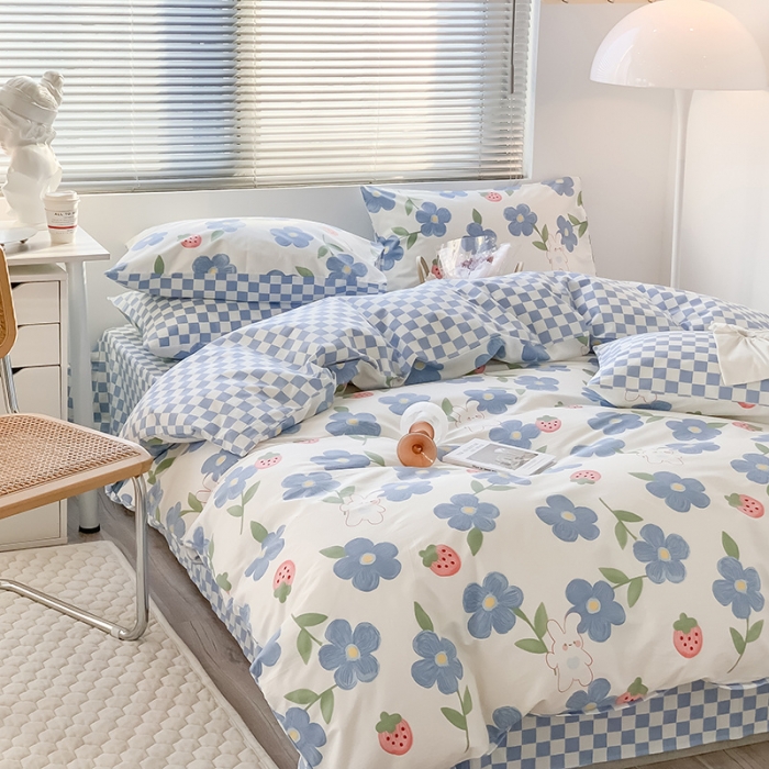 91家纺网 家纺一手货源 找家纺 澳萝拉 2023新款全棉印花四件套会员减5元 草莓花园