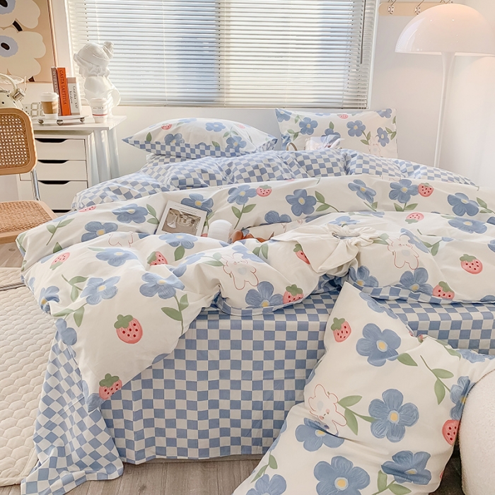 91家纺网 家纺一手货源 找家纺 澳萝拉 2023新款全棉印花四件套会员减5元 草莓花园