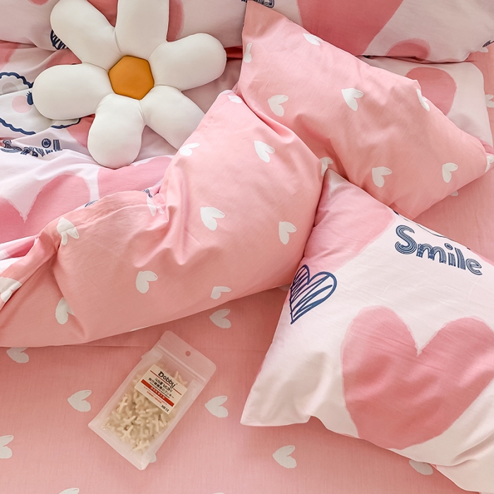 91家纺网 家纺一手货源 找家纺 澳萝拉 2023新款全棉印花四件套会员减5元 粉心小熊