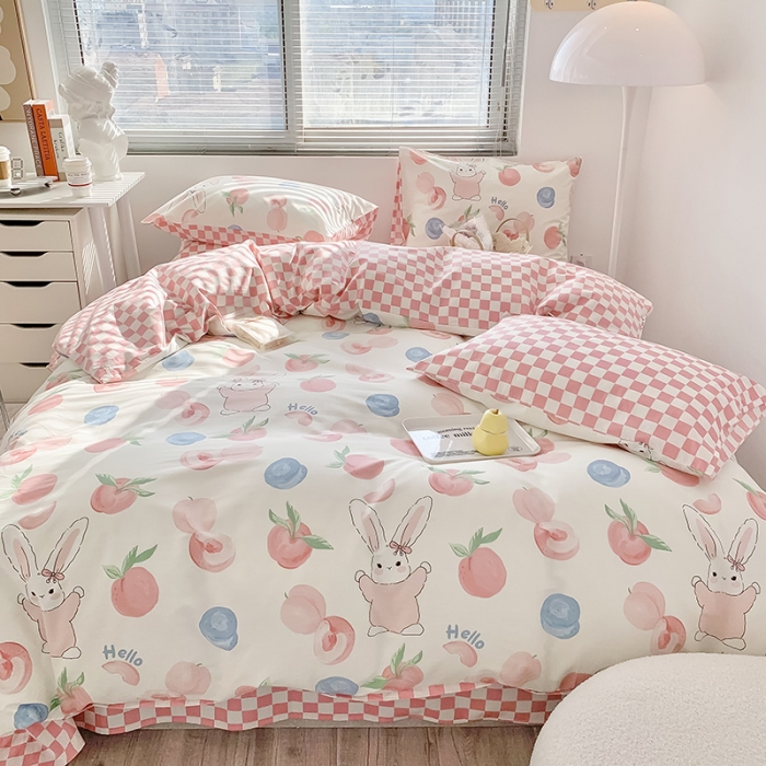 91家纺网 家纺一手货源 找家纺 澳萝拉 2023新款全棉印花四件套会员减5元 甜心小兔