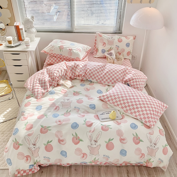 91家纺网 家纺一手货源 找家纺 澳萝拉 2023新款全棉印花四件套会员减5元 甜心小兔