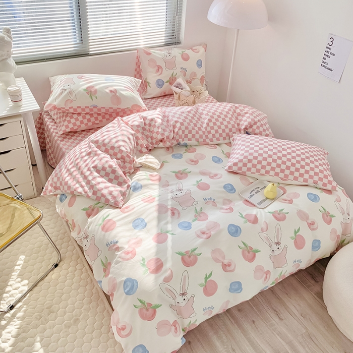 91家纺网 家纺一手货源 找家纺 澳萝拉 2023新款全棉印花四件套会员减5元 甜心小兔