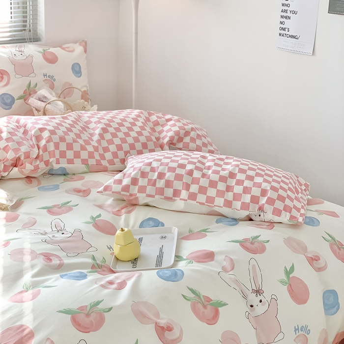 91家纺网 家纺一手货源 找家纺 澳萝拉 2023新款全棉印花四件套会员减5元 甜心小兔