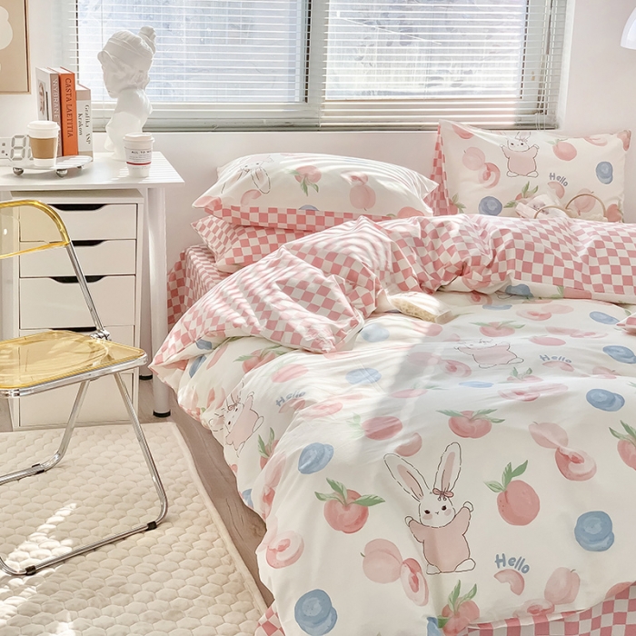 91家纺网 家纺一手货源 找家纺 澳萝拉 2023新款全棉印花四件套会员减5元 甜心小兔