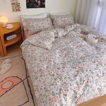 91家纺网 家纺一手货源 找家纺 盛馨家纺 2023新款复古风情13372全棉四件套 优雅花香