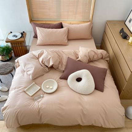 91家纺网 家纺一手货源 找家纺 （总）窝米 2022春季新品素色双拼水洗棉系列四件套