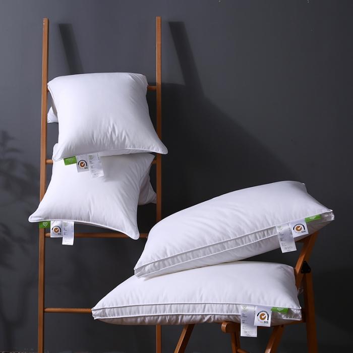 91家纺网 家纺一手货源 找家纺 高端全棉防羽布酒店羽丝绒枕头仪征棉简约成人护颈单人枕芯软枕