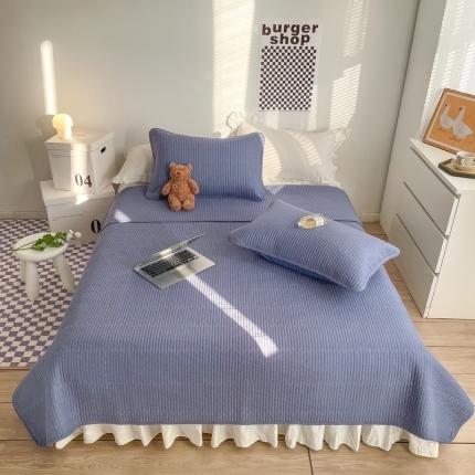 91家纺网 家纺一手货源 找家纺 茉夕家纺 2022新款纯色床盖 宾利蓝