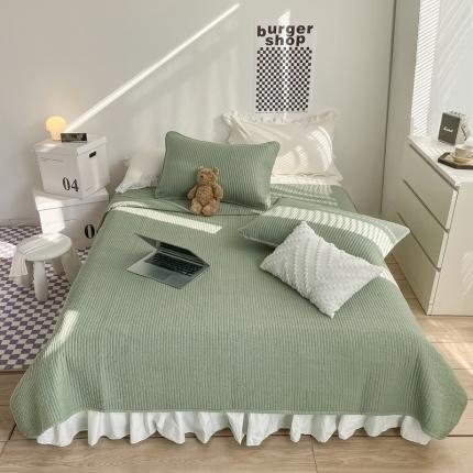 91家纺网 家纺一手货源 找家纺 茉夕家纺 2022新款纯色床盖 清新绿