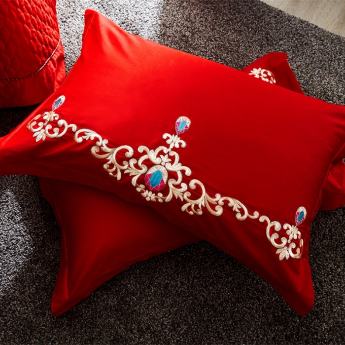 91家纺网 家纺一手货源 找家纺 布乐意 2025新款磨毛婚庆刺绣四件套六件套 喜结良缘