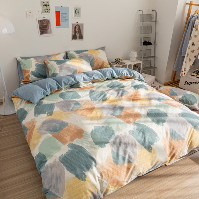 91家纺网 家纺一手货源 找家纺 简宜家居2022新款全棉卡通印花小清新四件套简约系列 艺术家