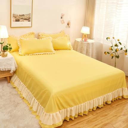 莉莉安 2025新款韩版公主风亲肤四件套-爱恋系列 爱恋-布丁黄