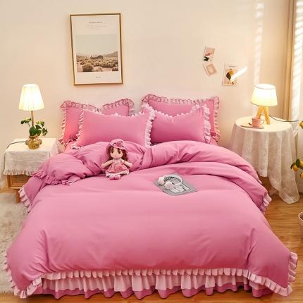 莉莉安 2025新款韩版公主风亲肤四件套-爱恋系列 爱恋-粉豆沙