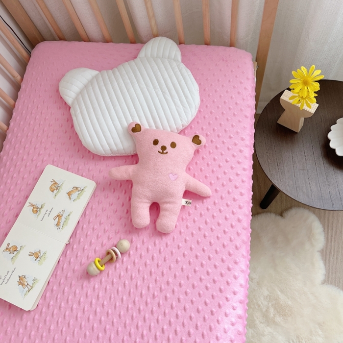 91家纺网 家纺一手货源 找家纺 星期八 2022新款豆豆绒床笠 粉色