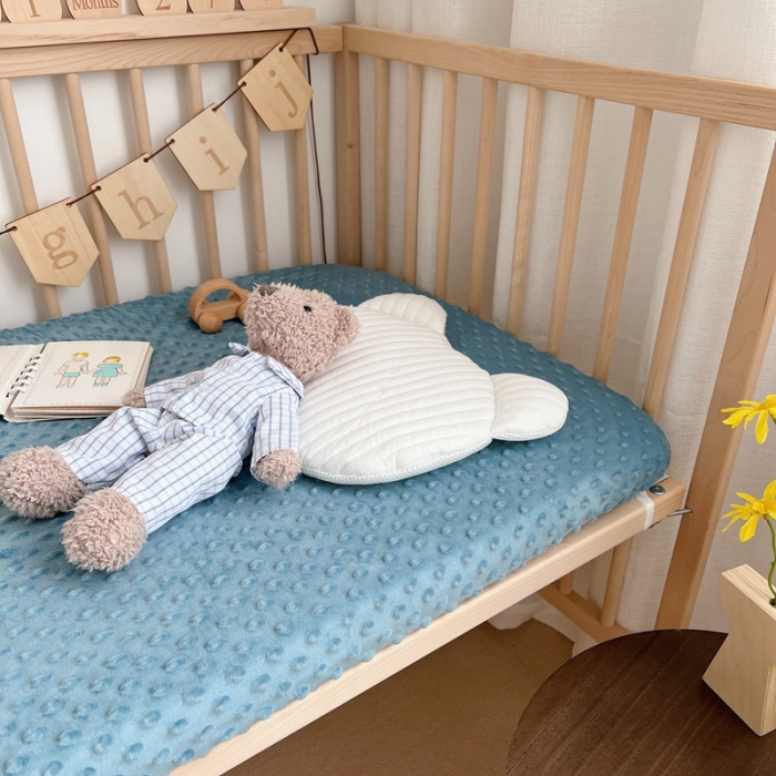 91家纺网 家纺一手货源 找家纺 星期八 2022新款豆豆绒床笠 蓝色