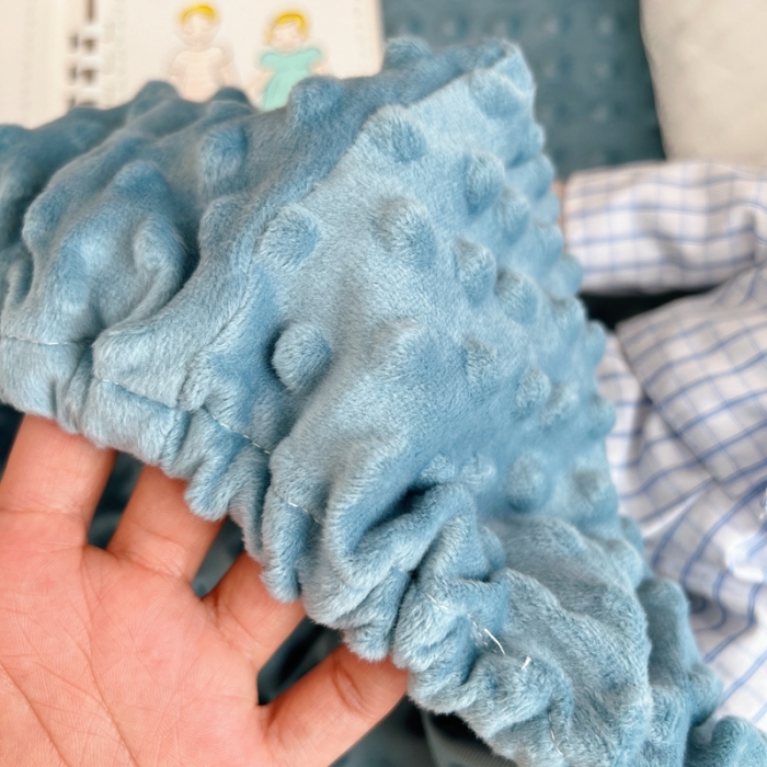 91家纺网 家纺一手货源 找家纺 星期八 2022新款豆豆绒床笠 蓝色