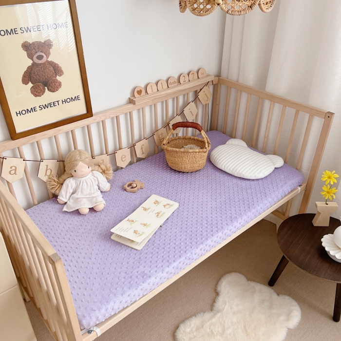 91家纺网 家纺一手货源 找家纺 星期八 2022新款豆豆绒床笠 紫色