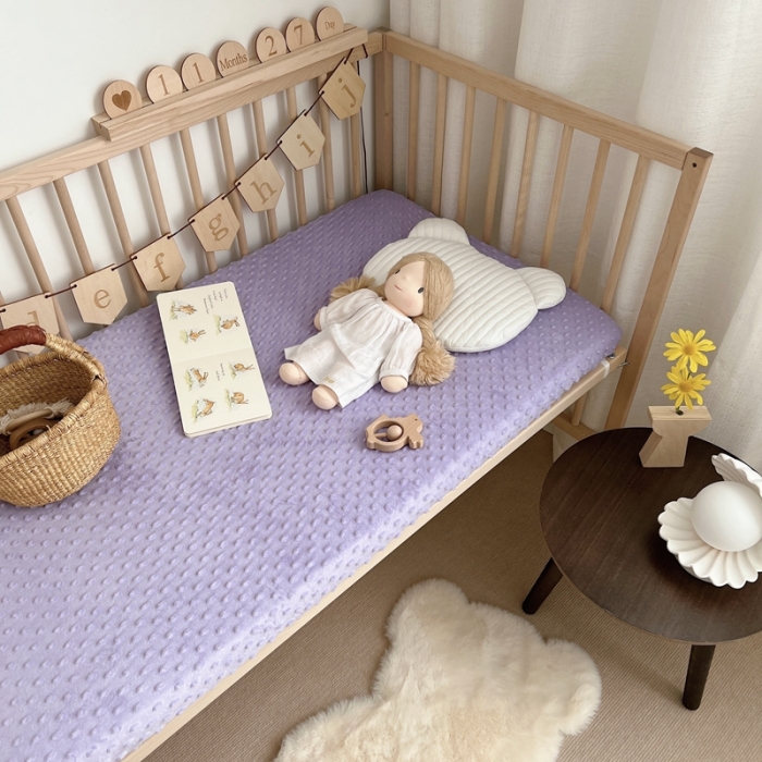 91家纺网 家纺一手货源 找家纺 星期八 2022新款豆豆绒床笠 紫色