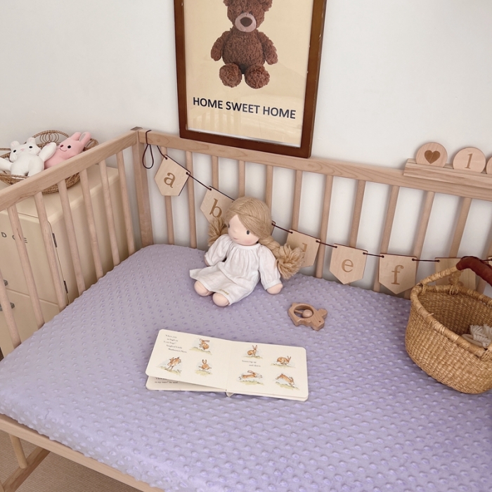 91家纺网 家纺一手货源 找家纺 星期八 2022新款豆豆绒床笠 紫色