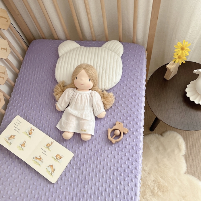 91家纺网 家纺一手货源 找家纺 星期八 2022新款豆豆绒床笠 紫色