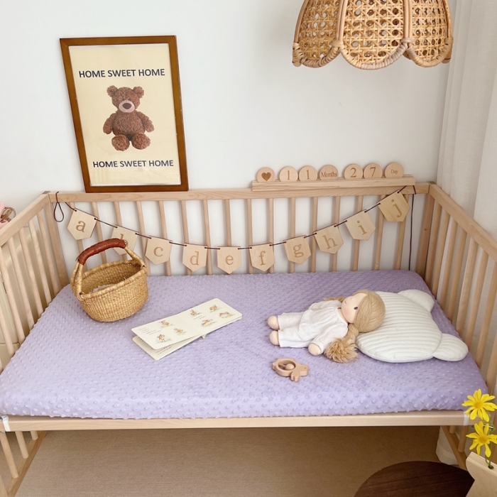 91家纺网 家纺一手货源 找家纺 星期八 2022新款豆豆绒床笠 紫色