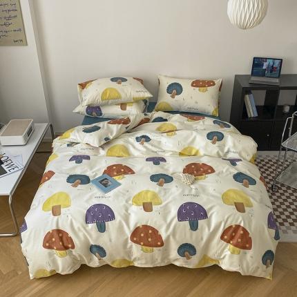 91家纺网 家纺一手货源 找家纺 麦伦   2022新款春季新品全棉斜纹四件套第1波 采蘑菇