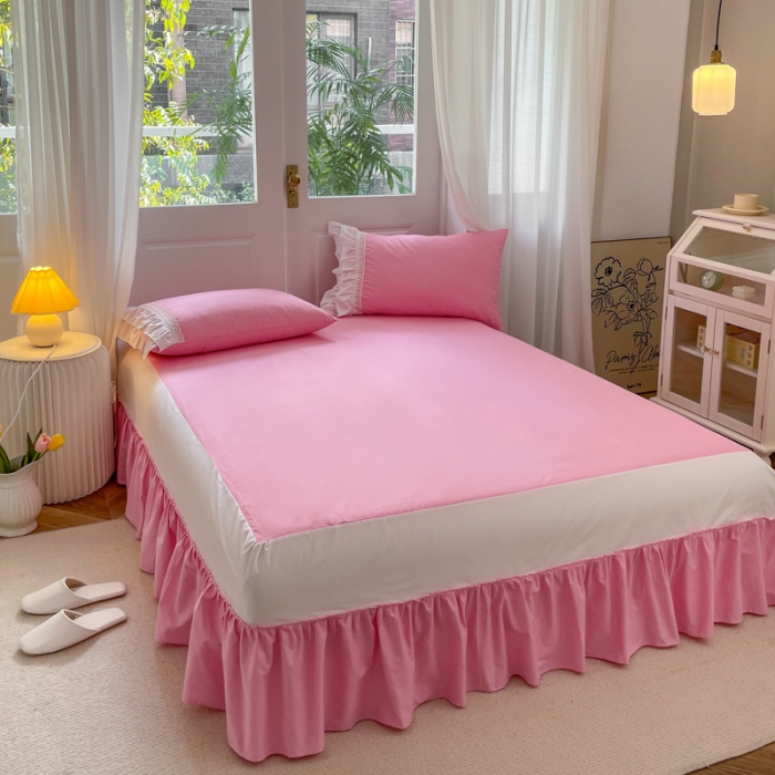 91家纺网 家纺一手货源 找家纺 淑女公社 2022新款全棉少女心事系列四件套 初恋粉