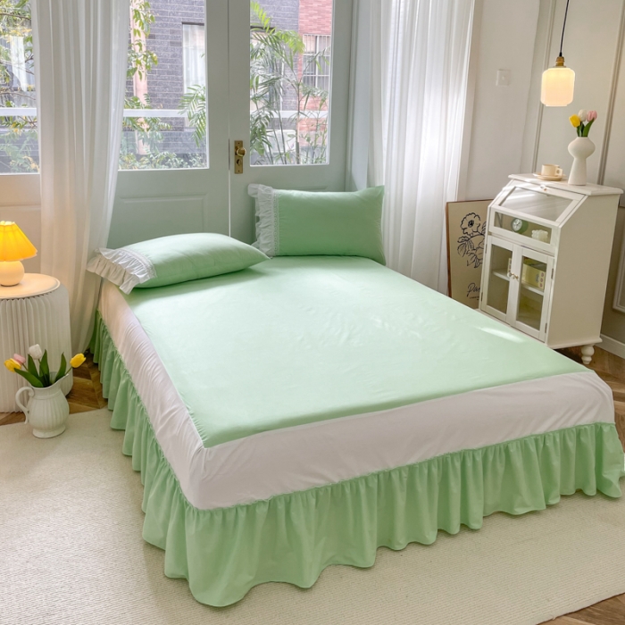 91家纺网 家纺一手货源 找家纺 淑女公社 2022新款全棉少女心事系列四件套 春天绿