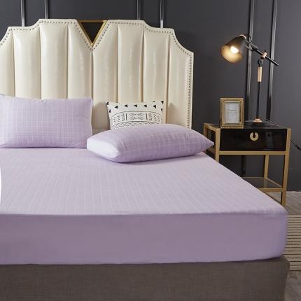 91家纺网 家纺一手货源 找家纺 艾可可家纺 2024新款全棉格子毛巾布防水床笠 浅紫