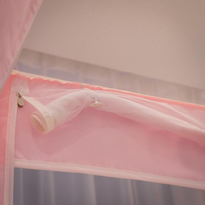 91家纺网 家纺一手货源 找家纺 坐床式外穿杆方顶三开门蚊帐—幸福一家人（温馨玉）烤漆支架