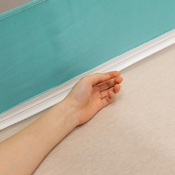 91家纺网 家纺一手货源 找家纺 坐床式外穿杆方顶三开门蚊帐—幸福一家人（清新绿） 烤漆支架