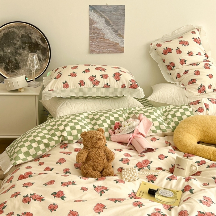 91家纺网 家纺一手货源 找家纺 （总）昔可家纺 2022新款13372全棉百褶花边四件套