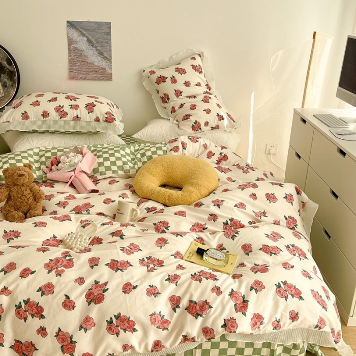 91家纺网 家纺一手货源 找家纺 （总）昔可家纺 2022新款13372全棉百褶花边四件套