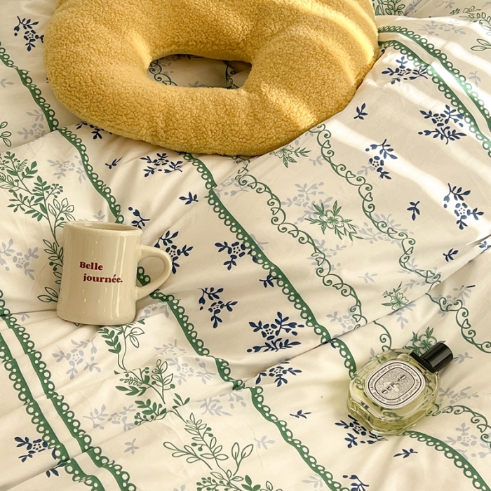 91家纺网 家纺一手货源 找家纺 昔可家纺 2022新款13372全棉百褶花边四件套 仙仙蕾丝花