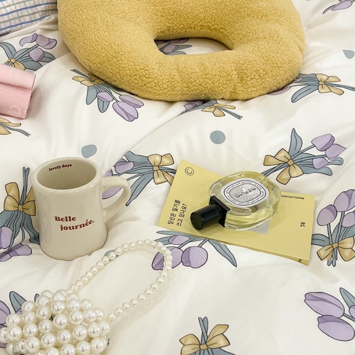 91家纺网 家纺一手货源 找家纺 昔可家纺 2022新款13372全棉百褶花边四件套 紫郁金仙子