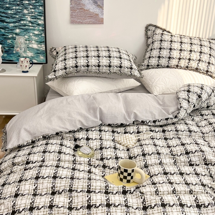 91家纺网 家纺一手货源 找家纺 （总）昔可家纺 2022新款13372全棉香香风流苏边四件套